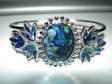***Very pretty cuff bracelet*Silvertone*Blue opal color***
